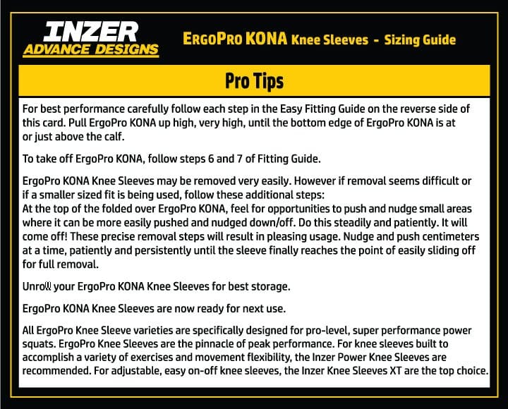 ErgoPro KONA Knee Sleeves™ (conical shaped ErgoPro) - Inzer Advance Designs