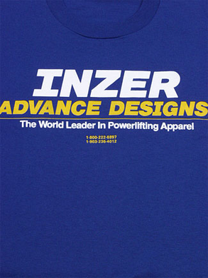Inzer Logo Royal Blue T Shirt-Inzer Advance Designs powerlifting T-shirt. Great underneath your Inzer powerlifting belt!